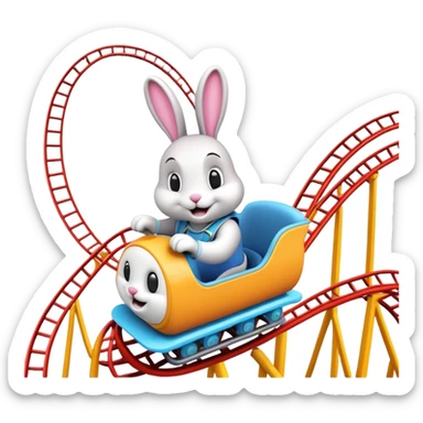 roller coaster with a bunny mascot, representing Walibi amusement park sticker