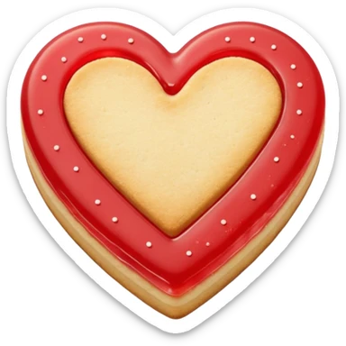 Realistic shortbread cookie in the shape of a heart with light red jelly middle filling and sprinkled powder sugar on top. sticker