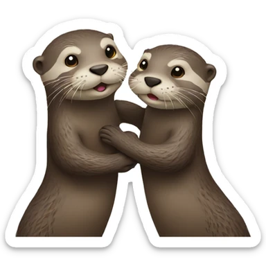 two otters holding hands sticker