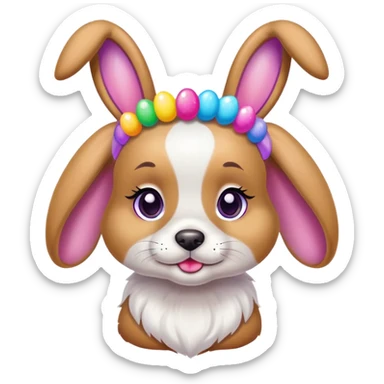 Lisa Frank Easter bunny headband on dog Face sticker