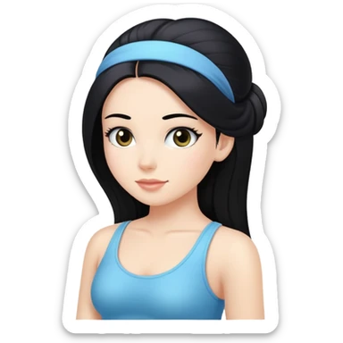 Pilates princess with long black hair  sticker