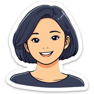 An aesthetic girl with a clean face and delicate shades advertises a sticker pack cosmetics with emotions of joy sticker