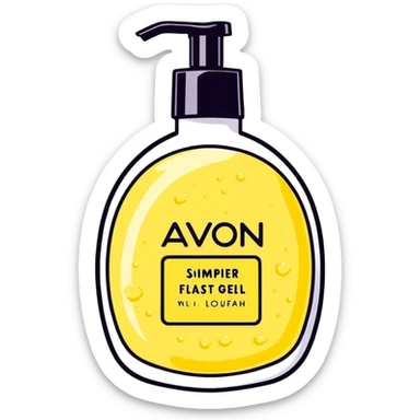 AVON shower gel, body scrub, and loofah sticker