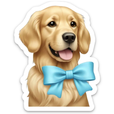 Golden Retriever with light blue feminine bow sticker