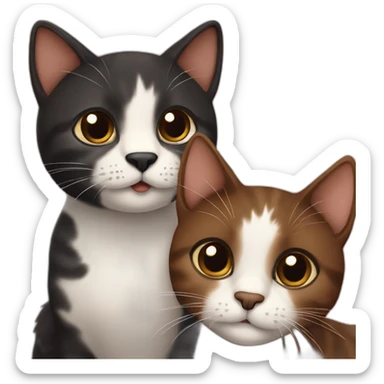 two black and brown cats in love sticker