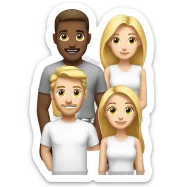 Digital team emoiji consisting of 2 women and 3 men. One blonde woman, one blond man, rest brown hair. All white in tshirts. sticker