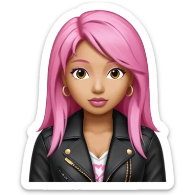 Nicki Minaj pink hair wear leather jacket sticker