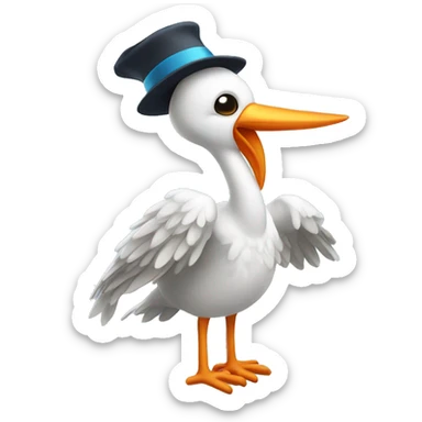 stork with  hat and  magic wand sticker