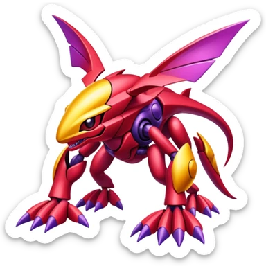 Shiny Exotic Colorful epic Gabito-Genesect-Miraidon-Koraidon-Fakémon-hybrid-creature (full body)  sticker