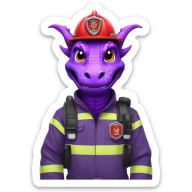 Purple dragon with Firefighter helmet and element sticker