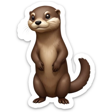 cinematic-noble [otter]-realistic-full-body-standing-emoji,-tail-tucked-close,-head-tilted-dramatically,-sleek-[brown]-fur,-simplified-yet-realistic-focused-features,-highly-detailed,-glowing-with-an-almost-sarcastic-glow  expressive eyes sticker