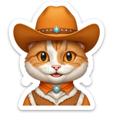 smiling cat in western cowboy outfit sticker