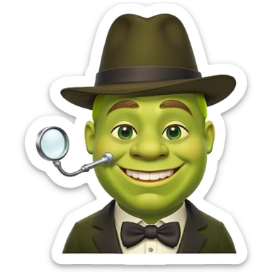 Shrek with a monocle and a mafioso hat sticker