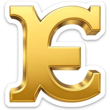 Symbole de currency en or en forme de lettre F précise, seul, 3D, brillant, style emoji simple et lisible sur fond uni. pas une autre lettre sticker