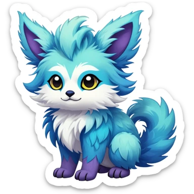 cute Kawaii edgy ethereal fantasy animal fursona Fionbri creature by griffsnuff & LiLaiRa & Falvie with exotic colors full body sticker