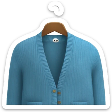 Blue cardigan on a clothing hangar sticker