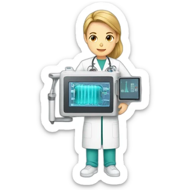 Radiographer with CT machine  sticker