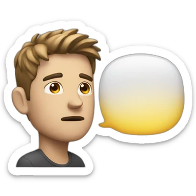 guy thinking with thought buble sticker