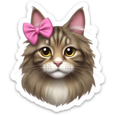 Maine Coon girl with pink bow sticker