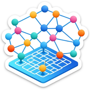 create an isometric analogous to showcase ease of workflows and integrations with AI, so like show lots of lines to exemplify workflows sticker