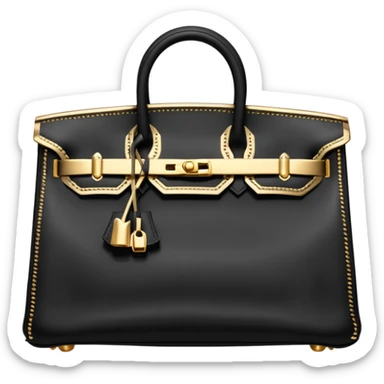 balck birkin with gold stitching bag sticker