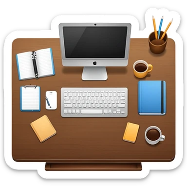 office desk top view empty no items sticker