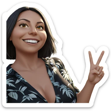 smiling girl under palm tree sticker