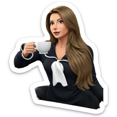 girl sipping tea by window sticker