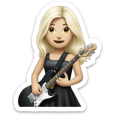 a pretty white blonde hair girl playing a black electric guitar sticker