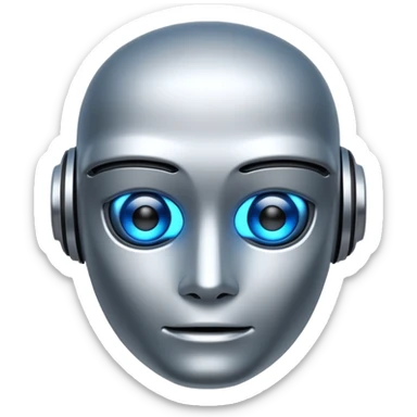 ai robot, detailed, metallic, glowing eyes sticker