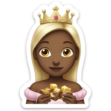 Girl with princess crown holding chocolates sticker