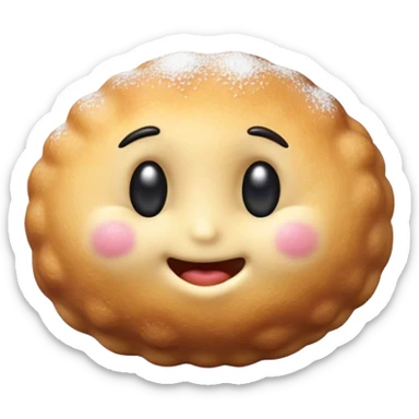 Cinematic Realistic Bu√±uelo Dessert Emoji, showcasing a fluffy, deep-fried dough ball dusted with sugar rendered with lifelike textures and warm, festive lighting. sticker