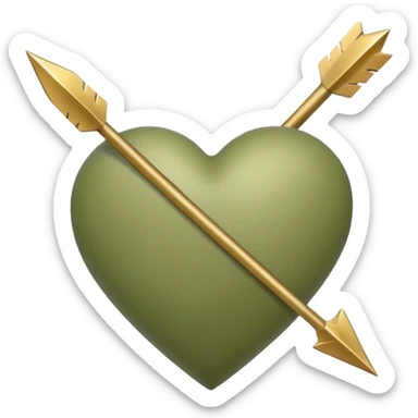 Pale olive heart with arrow sticker