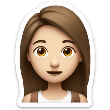 girl shrugging with long brown hair and white skin shrugging sticker