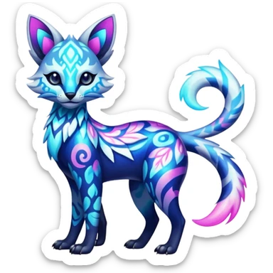 Icy floral shiny colorful neon bright vibrant patterned Genet-Absol-Zeraora-Primagen-fusion-creature  sticker