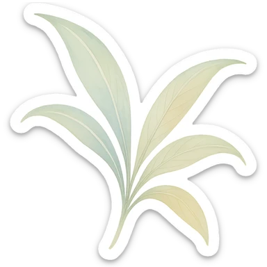 a spider plant leaf with visible veins, watercolor style, delicate brush strokes, soft colors, detailed veins sticker