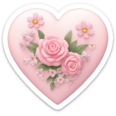 Pastel pink heart and flowers sticker