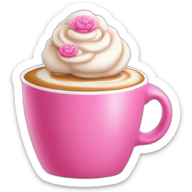 big pink cup with cappuccino and peonies sticker