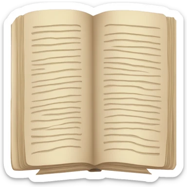 An open, hardcover book, depicted with a beige cover. Commonly used for various content concerning reading, writing, learning, and schooling. sticker