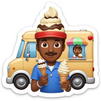 Mario with a ice cream cone next to a ice cream truck  sticker