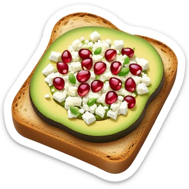 Avocado toast with pomegranate seeds and feta cheese sticker