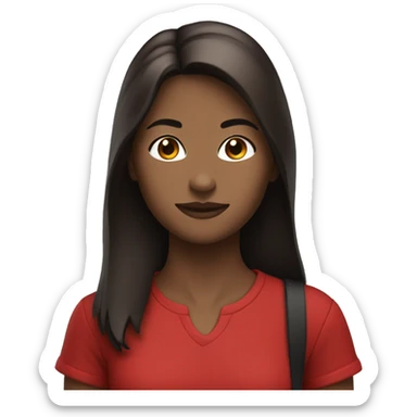 A bronze girl with a dark brown hair in red top and black pants walking sticker