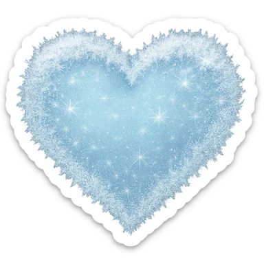 heart with a sparkling winter frost, clean digital illustration sticker