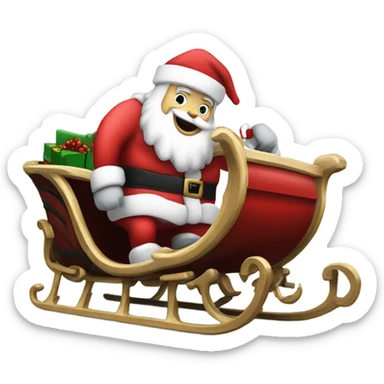 Santa’s sleigh being pulled by Harley’s sticker