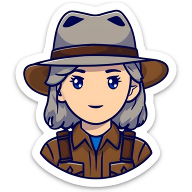 white woman park ranger with blue eyes and brown and gray hair sticker
