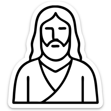 Jesus Christ figure with long hair and beard, wearing robes sticker