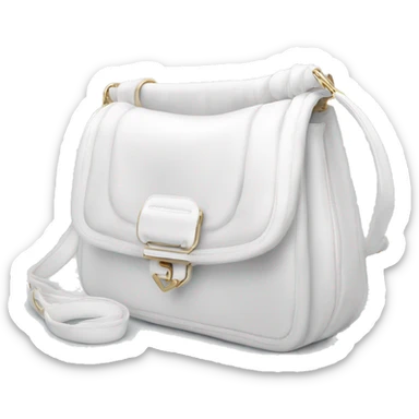 all white silky shoulder bag, with white strap sticker