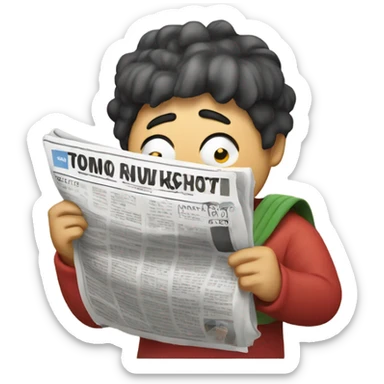 A kimchi character reading a newspaper sticker