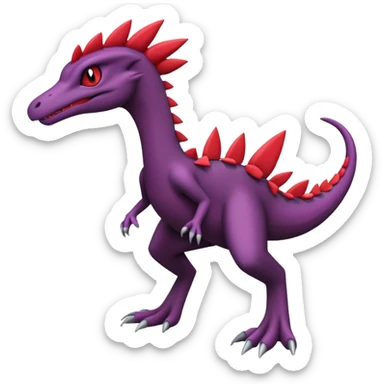 Black and purple and red Sceptile-Salazzle-Pokémon-Fakémon-creature sticker