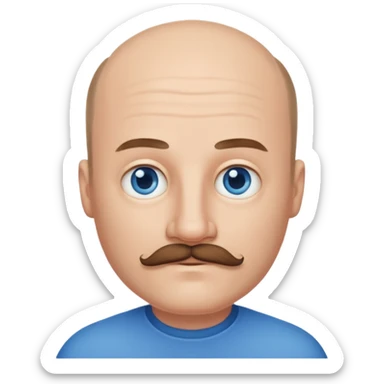 White man mustache balding sticker